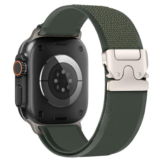 For Apple Watch 46mm / 49mm / 45mm / 44mm xDfind Titanium Buckle Snap Button Loop Nylon Watch Band(Green) by xDfind