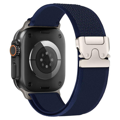For Apple Watch 42mm / 41mm / 40mm / 38mm xDfind Titanium Buckle Snap Button Loop Nylon Watch Band(Navy Blue) by xDfind