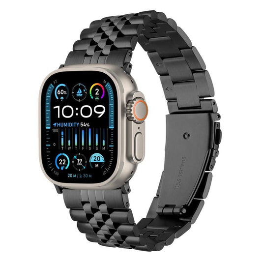 For Apple Watch 46mm / 49mm / 45mm / 44mm Quick Release Five-bead Metal Watch Band(Black) by bashfashion