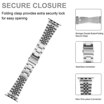 For Apple Watch 46mm / 49mm / 45mm / 44mm Quick Release Five-bead Metal Watch Band(Black) by bashfashion