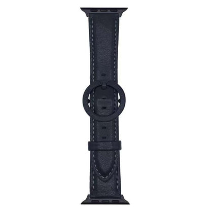 For Apple Watch 46mm / 49mm / 45mm / 44mm xDfind Round Buckle Leather Watch Band(Black) by xDfind