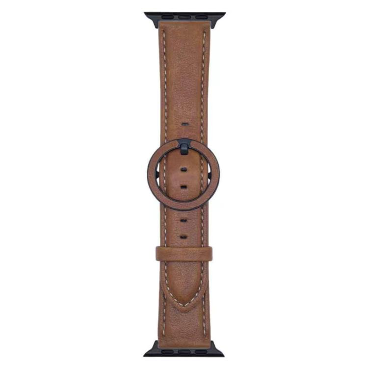 For Apple Watch 46mm / 49mm / 45mm / 44mm xDfind Round Buckle Leather Watch Band(Yellow Brown) by xDfind