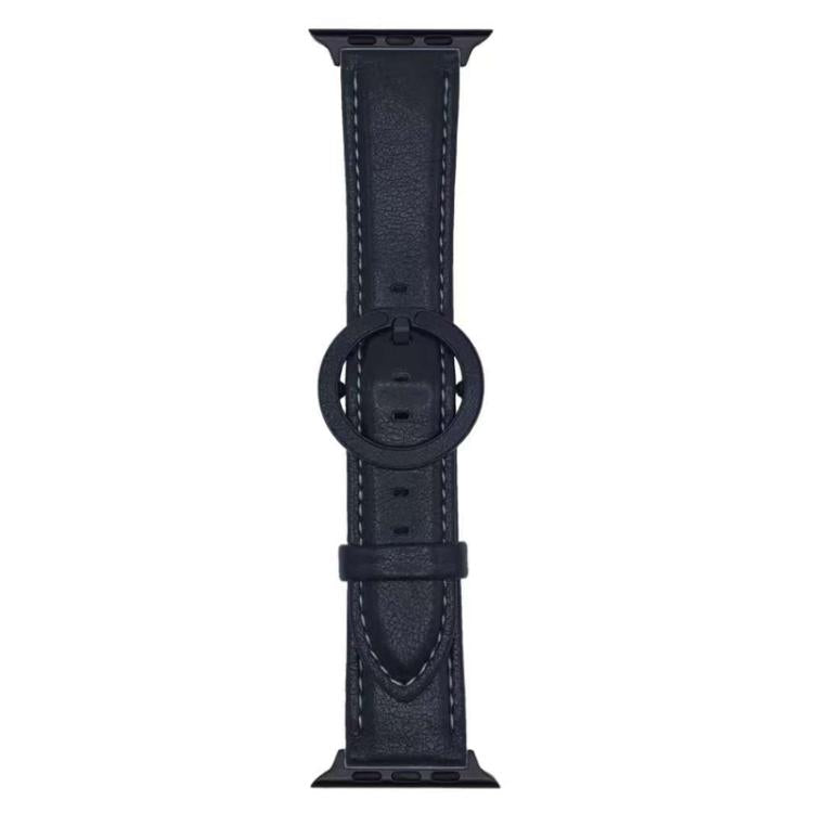 For Apple Watch 42mm / 41mm / 40mm / 38mm xDfind Round Buckle Leather Watch Band(Black) by xDfind