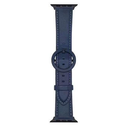 For Apple Watch 42mm / 41mm / 40mm / 38mm xDfind Round Buckle Leather Watch Band(Midnight Blue) by xDfind