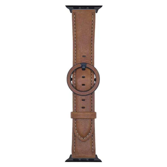 For Apple Watch 42mm / 41mm / 40mm / 38mm xDfind Round Buckle Leather Watch Band(Yellow Brown) by xDfind