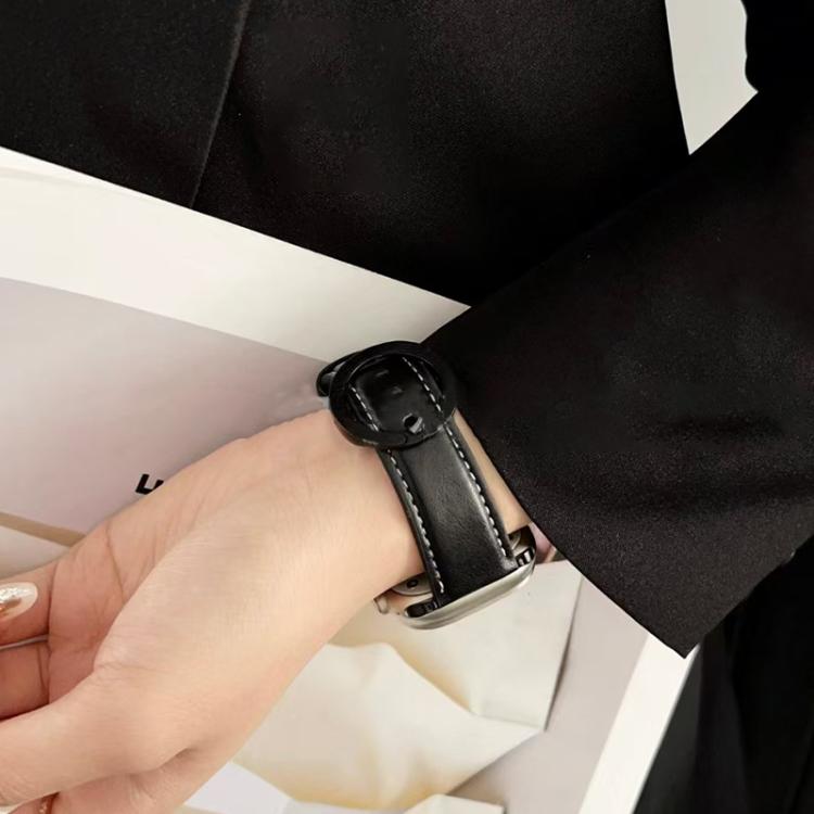 For Apple Watch 46mm / 49mm / 45mm / 44mm xDfind Round Buckle Leather Watch Band(Midnight Blue) by xDfind