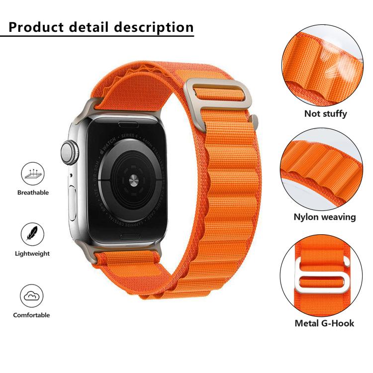 For Apple Watch 46mm / 49mm / 45mm / 44mm xDfind Aline Nylon Loop Watch Band(Orange) by xDfind