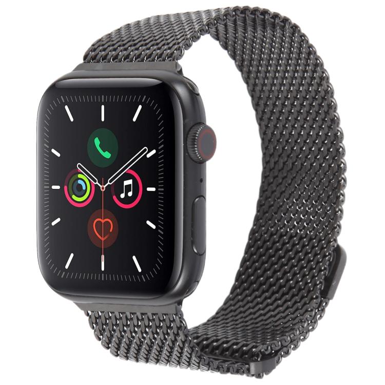 For Apple Watch 46mm / 49mm / 45mm / 44mm Double-section Magnetic Milanese Titanium Watch Band(Black) by bashfashion