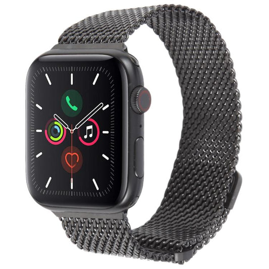 For Apple Watch 46mm / 49mm / 45mm / 44mm Double-section Magnetic Milanese Titanium Watch Band(Black) by bashfashion