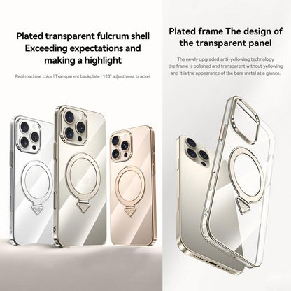 For iPhone 15 SULADA Electroplated Transparent MagSafe Holder Phone Case(Grey) by SULADA
