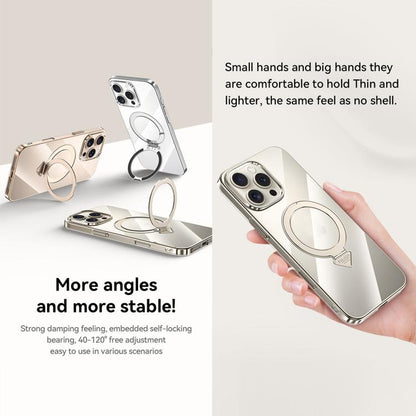 For iPhone 15 Pro SULADA Electroplated Transparent MagSafe Holder Phone Case(Grey) by SULADA