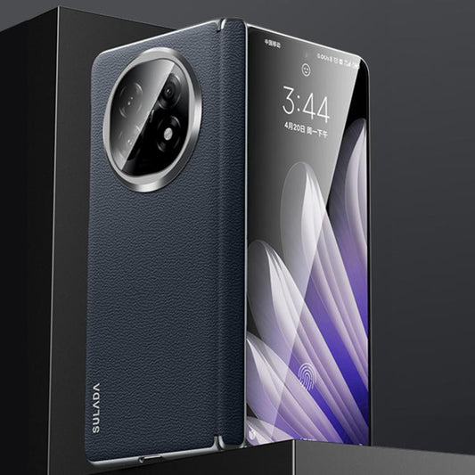 For OPPO Find N5 SULADA Frameless Top Layer Cowhide Leather Hybrid PC Phone Case(Blue) by SULADA