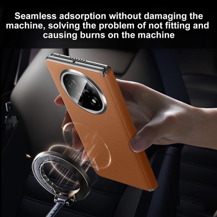 For OPPO Find N5 SULADA Frameless Top Layer Cowhide Leather Hybrid PC Phone Case(Purple) by SULADA