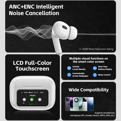 WK WS-26 Liton Series ANC+ENC Wireless Earbuds with Smart Color Screen(White) by WK