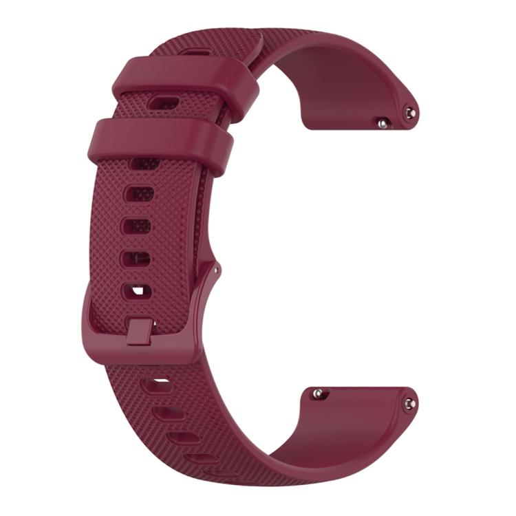 20mm For Garmin Forerunner 570 42mm/245/645 xDfind Small Plaid Solid Color Silicone Watch Band(Wine Red) by xDfind