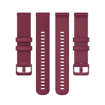 20mm For Garmin Forerunner 570 42mm/245/645 xDfind Small Plaid Solid Color Silicone Watch Band(Wine Red) by xDfind