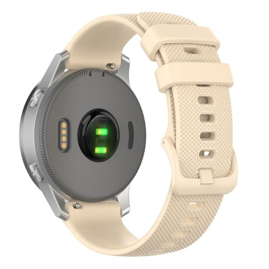 20mm For Garmin Forerunner 570 42mm/245/645 xDfind Small Plaid Solid Color Silicone Watch Band(Beige) by xDfind