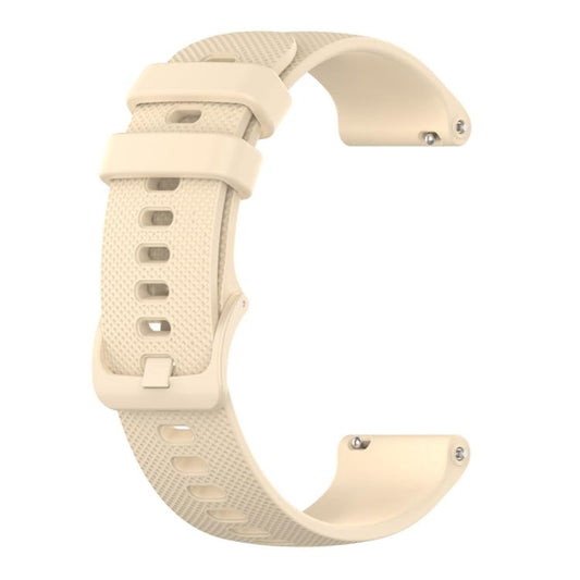 22mm For Forerunner 570 47mm/935/945/955 xDfind Small Plaid Solid Color Silicone Watch Band(Beige) by xDfind