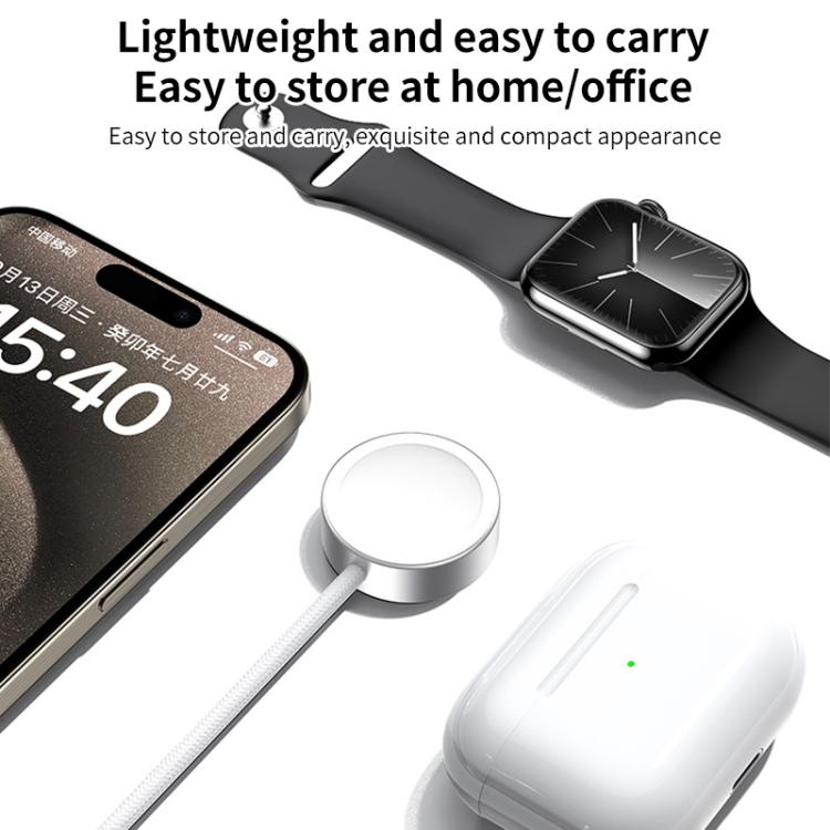 For Apple Watch Series xDfind Aluminum Alloy Shell Magnetic Wireless Watch Charger, Interface:USB-A(White) by xDfind