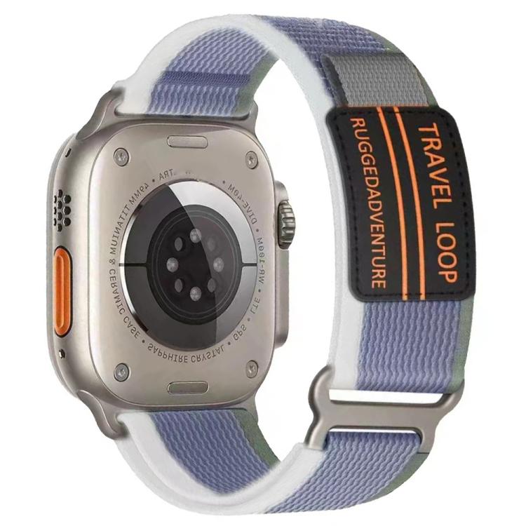 For Apple Watch 46mm / 49mm / 45mm / 44mm xDfind Double Section Metal Buckle Loop Nylon Braided Watch Band(Green Grey) by xDfind