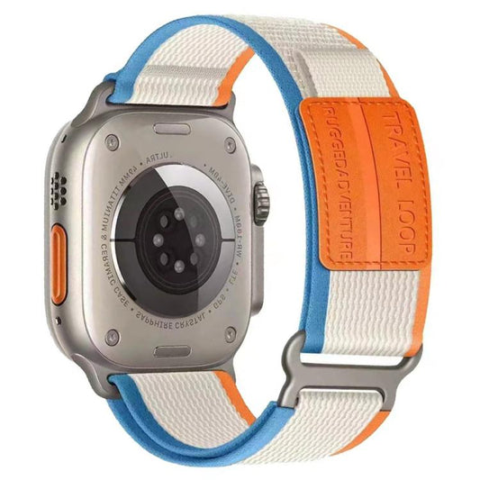 For Apple Watch 42mm / 41mm / 40mm / 38mm xDfind Double Section Metal Buckle Loop Nylon Braided Watch Band(Orange Beige) by xDfind