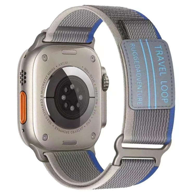 For Apple Watch 42mm / 41mm / 40mm / 38mm xDfind Double Section Metal Buckle Loop Nylon Braided Watch Band(Blue Grey) by xDfind