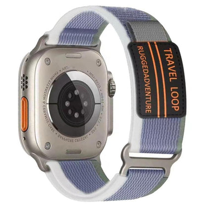 For Apple Watch 42mm / 41mm / 40mm / 38mm xDfind Double Section Metal Buckle Loop Nylon Braided Watch Band(Green Grey) by xDfind