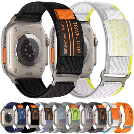 For Apple Watch 42mm / 41mm / 40mm / 38mm xDfind Double Section Metal Buckle Loop Nylon Braided Watch Band(Blue Grey) by xDfind