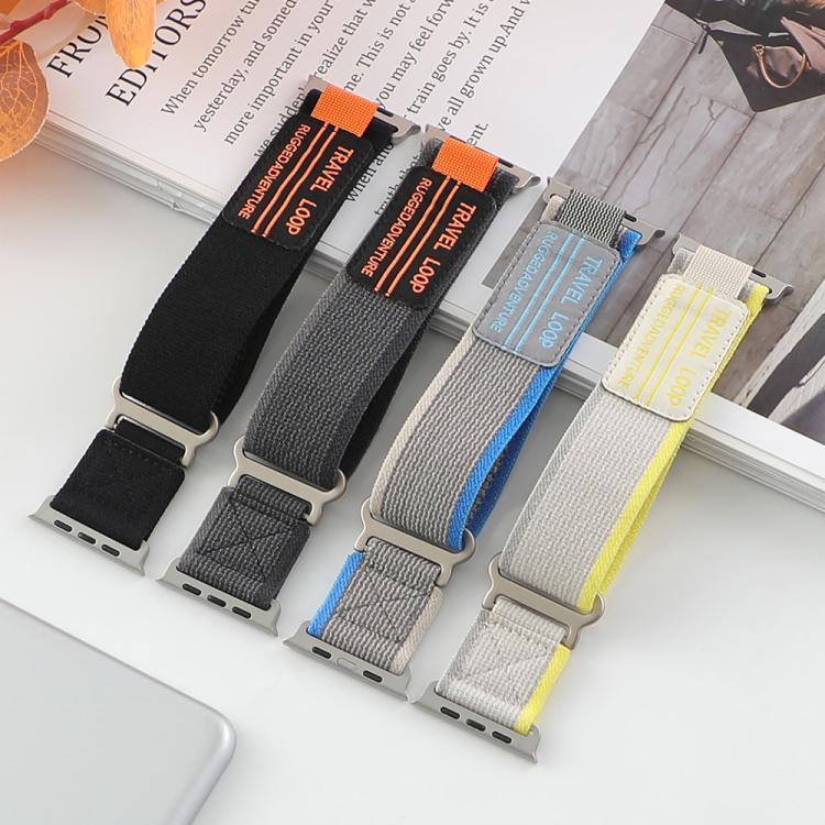 For Apple Watch 42mm / 41mm / 40mm / 38mm xDfind Double Section Metal Buckle Loop Nylon Braided Watch Band(Blue Grey) by xDfind