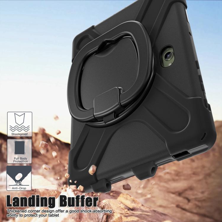 For Samsung Galaxy Tab Active5 Pro Silicone Hybrid PC Tablet Case with Holder & Shoulder Strap(Black) by bashfashion