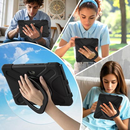 For Samsung Galaxy Tab Active5 Pro Silicone Hybrid PC Tablet Case with Holder & Shoulder Strap(Black) by bashfashion