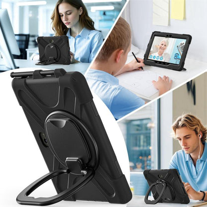 For Samsung Galaxy Tab Active5 Pro Silicone Hybrid PC Tablet Case with Holder & Shoulder Strap(Black) by bashfashion
