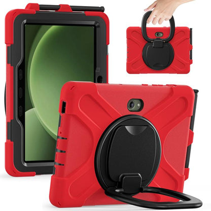 For Samsung Galaxy Tab Active5 Pro Silicone Hybrid PC Tablet Case with Holder & Shoulder Strap(Red) by bashfashion