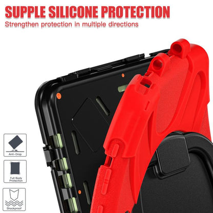 For Samsung Galaxy Tab Active5 Pro Silicone Hybrid PC Tablet Case with Holder & Shoulder Strap(Red) by bashfashion