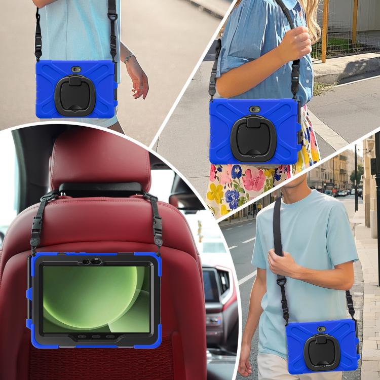 For Samsung Galaxy Tab Active5 Pro Silicone Hybrid PC Tablet Case with Holder & Shoulder Strap(Blue) by bashfashion