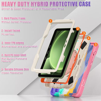 For Samsung Galaxy Tab Active5 Pro Silicone Hybrid PC Tablet Case with Holder & Shoulder Strap(Colorful Pink) by bashfashion