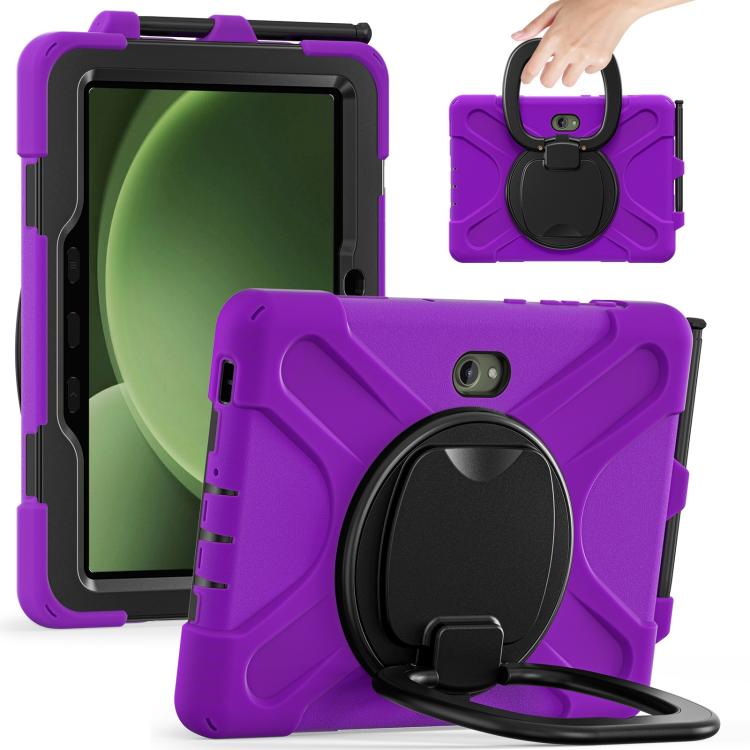 For Samsung Galaxy Tab Active5 Pro Silicone Hybrid PC Tablet Case with Holder & Shoulder Strap(Purple) by bashfashion