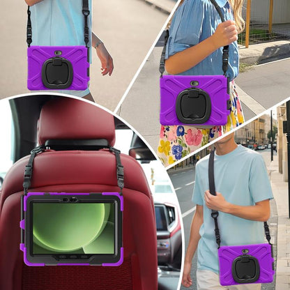 For Samsung Galaxy Tab Active5 Pro Silicone Hybrid PC Tablet Case with Holder & Shoulder Strap(Purple) by bashfashion