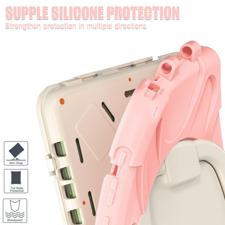 For Samsung Galaxy Tab Active5 Pro Silicone Hybrid PC Tablet Case with Holder & Shoulder Strap(Pink) by bashfashion