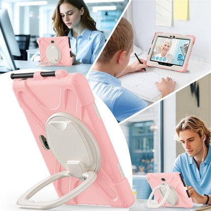 For Samsung Galaxy Tab Active5 Pro Silicone Hybrid PC Tablet Case with Holder & Shoulder Strap(Pink) by bashfashion
