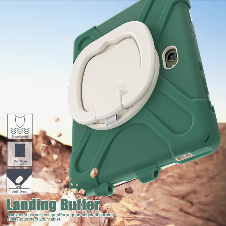 For Samsung Galaxy Tab Active5 Pro Silicone Hybrid PC Tablet Case with Holder & Shoulder Strap(Emerald Green) by bashfashion