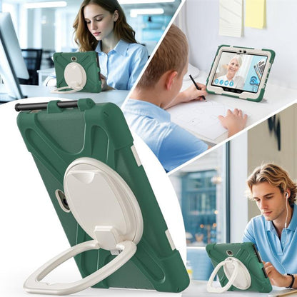 For Samsung Galaxy Tab Active5 Pro Silicone Hybrid PC Tablet Case with Holder & Shoulder Strap(Emerald Green) by bashfashion