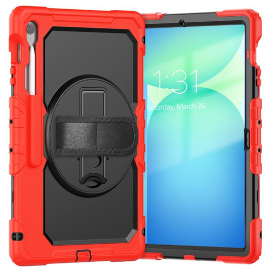 For Samsung Galaxy Tab S10 FE+ Silicone Hybrid PC Tablet Case with Shoulder Strap(Red) by bashfashion