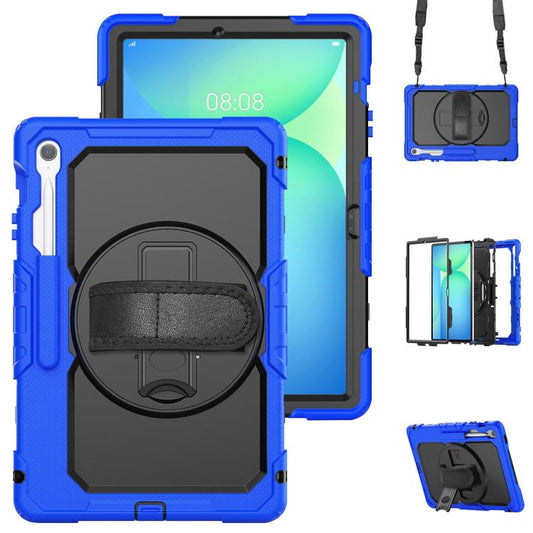 For Samsung Galaxy Tab S10 FE+ Silicone Hybrid PC Tablet Case with Shoulder Strap(Blue) by bashfashion