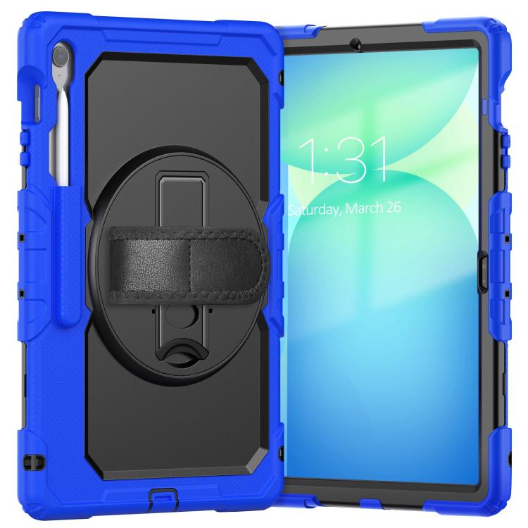 For Samsung Galaxy Tab S10 FE+ Silicone Hybrid PC Tablet Case with Shoulder Strap(Blue) by bashfashion
