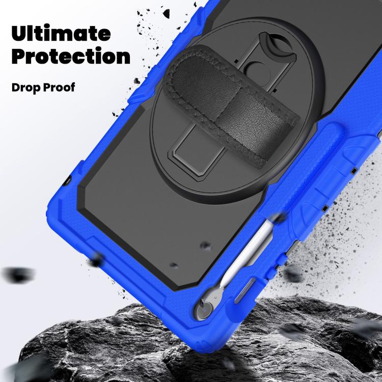 For Samsung Galaxy Tab S10 FE+ Silicone Hybrid PC Tablet Case with Shoulder Strap(Blue) by bashfashion