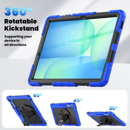 For Samsung Galaxy Tab S10 FE+ Silicone Hybrid PC Tablet Case with Shoulder Strap(Blue) by bashfashion