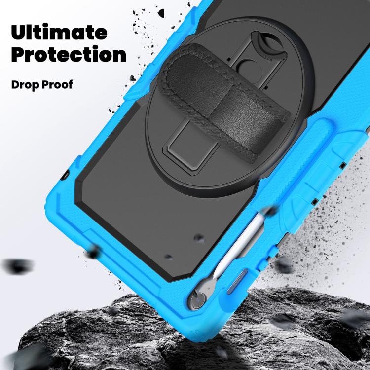 For Samsung Galaxy Tab S10 FE+ Silicone Hybrid PC Tablet Case with Shoulder Strap(Light Blue) by bashfashion