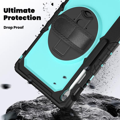 For Samsung Galaxy Tab S10 FE+ Silicone Hybrid PC Tablet Case with Shoulder Strap(Light Blue PC) by bashfashion