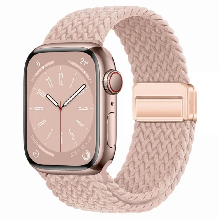 For Apple Watch 46mm / 49mm / 45mm / 44mm xDfind Magnetic Buckle Loop Woven Watch Band(Pink Sand) by xDfind